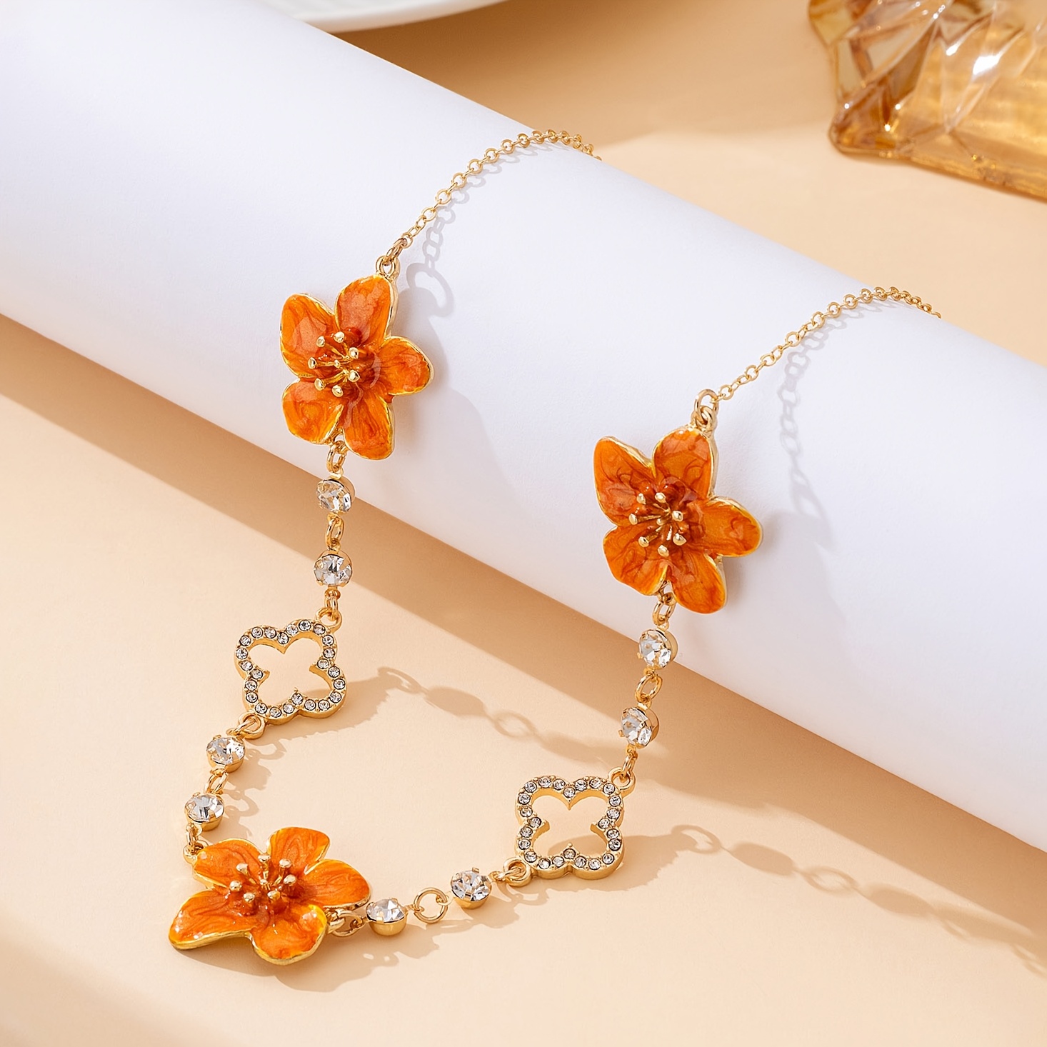 Luxurious Glass Flower Necklace, Anniversary Gift